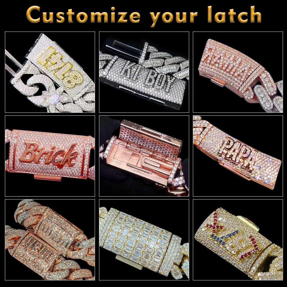 necklace moissanite chain Pass Diamond Tester Moissanite Hip Hop Jewelry 13mm 925 Sterling Silver Iced Out Vvs Diamond Mossanite Cuban Link Chain