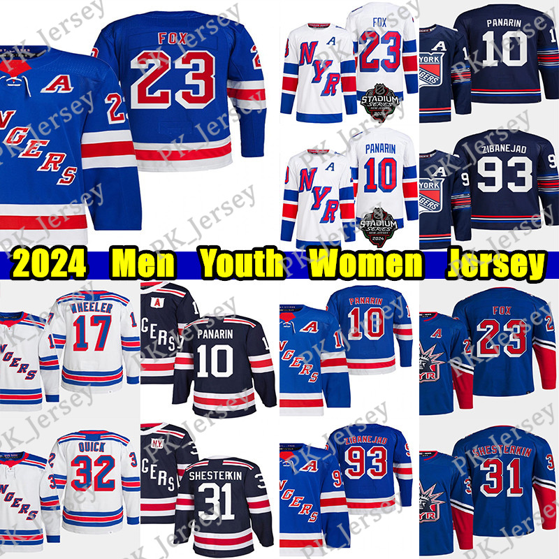 #23 Adam Fox Stadium Series hockey jersey Artemi Panarin Igor Shesterkin Jacob Trouba K'Andre Miller Matt Rempe Jonathan Quick Chris Kreider Mika Zibanejad jerseys