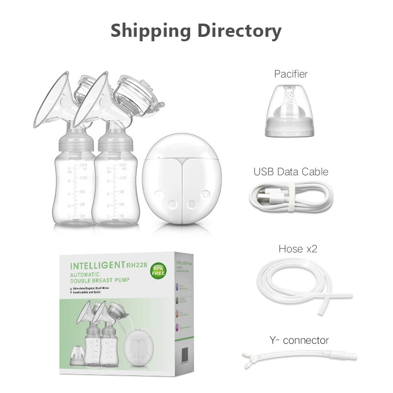 Double Electric Breast Pumps Powerful Nipple Suction USB Electric Breast Pump with Baby Milk Bottle Cold Heat Pad Nipple 240130