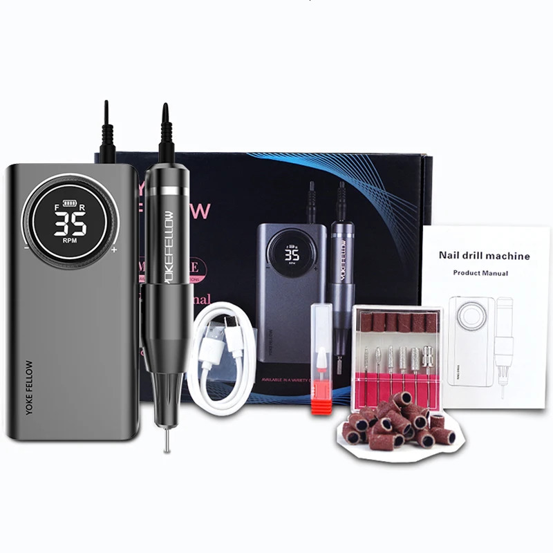 35000RPM Nail Drill Machine Rechargeable Portable Electric Nail Polishing Machine With Milling Cutter Nail Tools for Manicure 240127