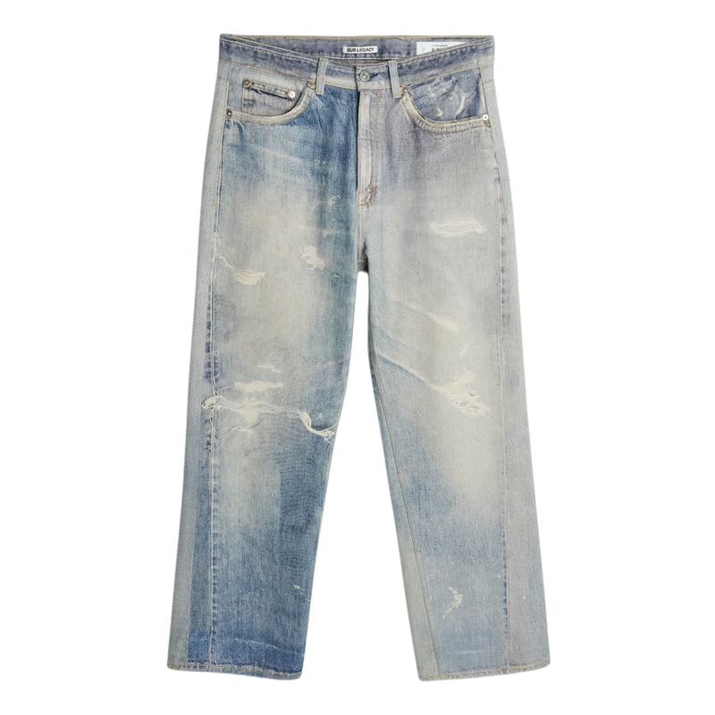 Our Legacy Jeans Washed Slim Fit Men Jeans Casual Loose Jeans Printed Jeans Distressed Loose Fitting Straight Leg Casual Pants