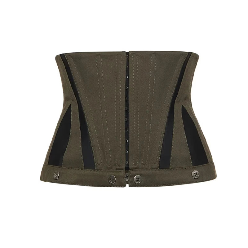 Women Wide Leg Pants High Waist Two Piece Detachable Corset Boning Loose Fit Unisex Olive Cargo Pants 240129