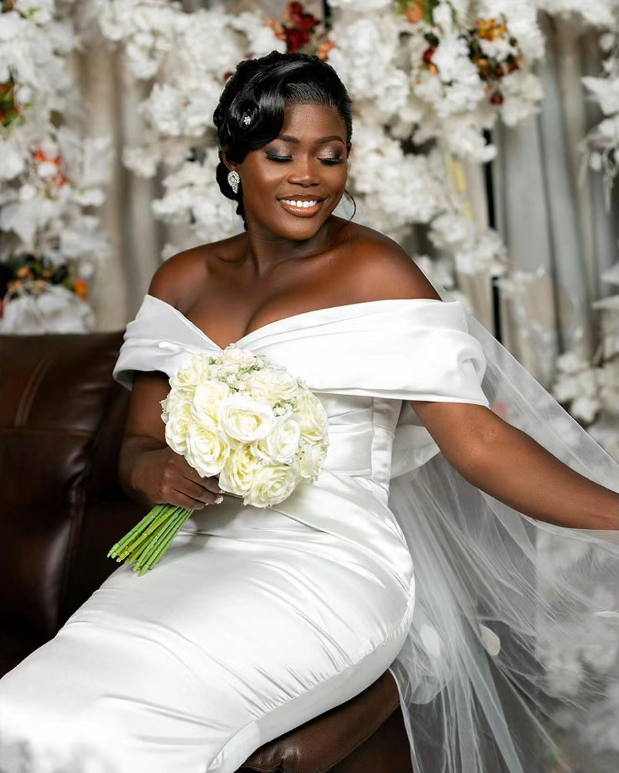 Morden White Mermaid Satin Wedding Dresses Detachable Overskirt Train Off Shoulder Bridal Dress 2 in 1 Cheap Wedding Gowns vestidos de novia Arabic As