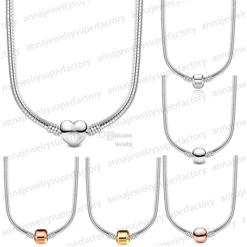 2024 S925 Silver Pendant Necklaces for women Designer Jewelry Original DIY fit Moments Snake Chain Necklace Fashion clavicle chains gift with box