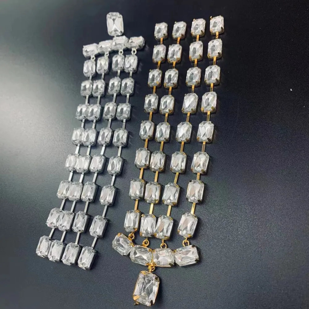 Handmade Long Fringed Big Drop Earrings Accessories for Girl Oversize Crystal Hanging Dangle Wedding Jewelry 240130