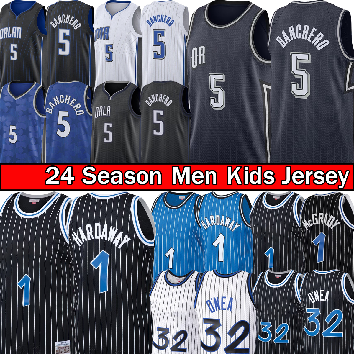 Paolo Banchero Tracy McGrady Basketball Jerseys Penny Hardaway Retro Mens Orlandos Magics Jersey Black White Youth City Shirt