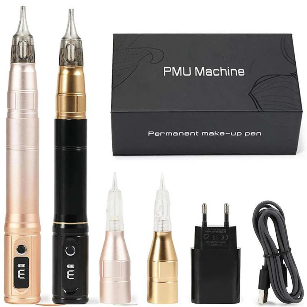 Dual Port 5 Speeds Battery Wireless Permanent Makeup Eyebrow Professional PMU Rotary Tattoo Machine Pen with Universal Needle 240122