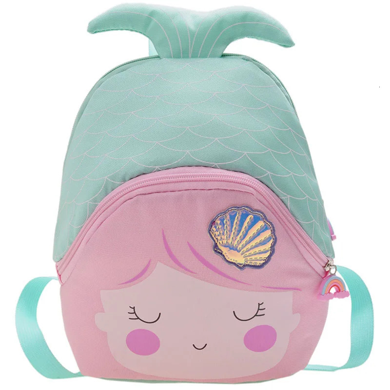 Childrens Zipper Has Compartments School Bag Kindergarten Cartoon Cute Mermaid Backpack Purse Girls Bag Kindergarten Baby Bag 240118