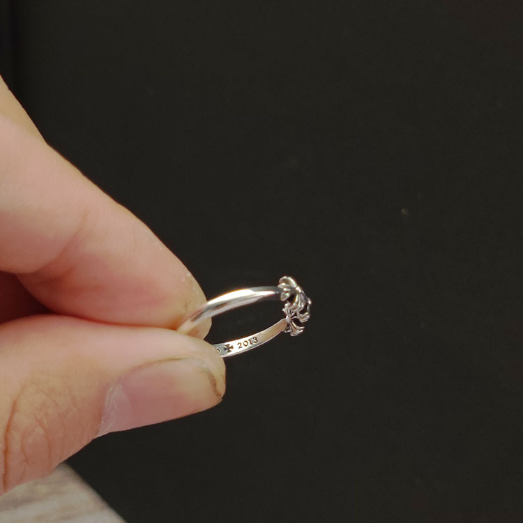 A172 S925 sterling silver ring with three cross shaped letters, simple and trendy hip-hop retro couple jewelry Gifts for Lovers