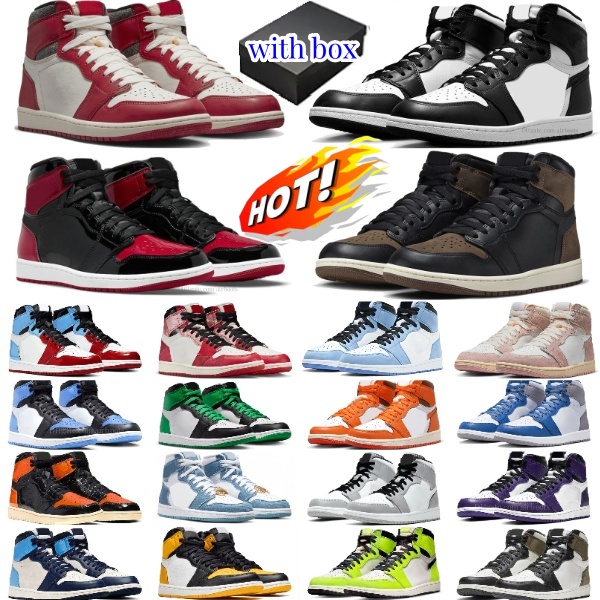 Basketball High Shoes Mocha UNC Mid Lost Found Washed Pink Black Red Toe University Blue True Taxi Skyline Lucky Green Patent Palomino Women men smoke grey Chicago