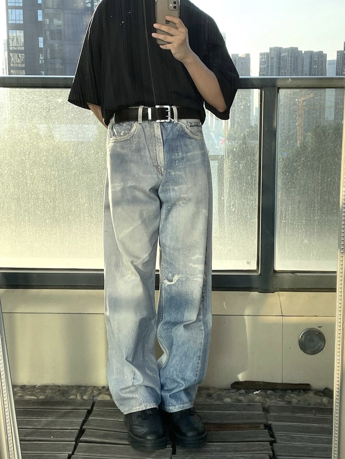 Our Legacy Jeans Washed Slim Fit Men Jeans Casual Loose Jeans Printed Jeans Distressed Loose Fitting Straight Leg Casual Pants