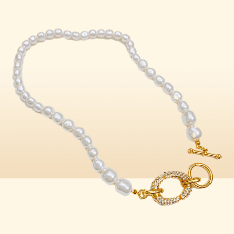 Womens VWLetter 18K Gold Plated Brass Copper Necklace Designer Necklaces Choker Letters Pendant Chain Imitation Pearl Wedding Jew