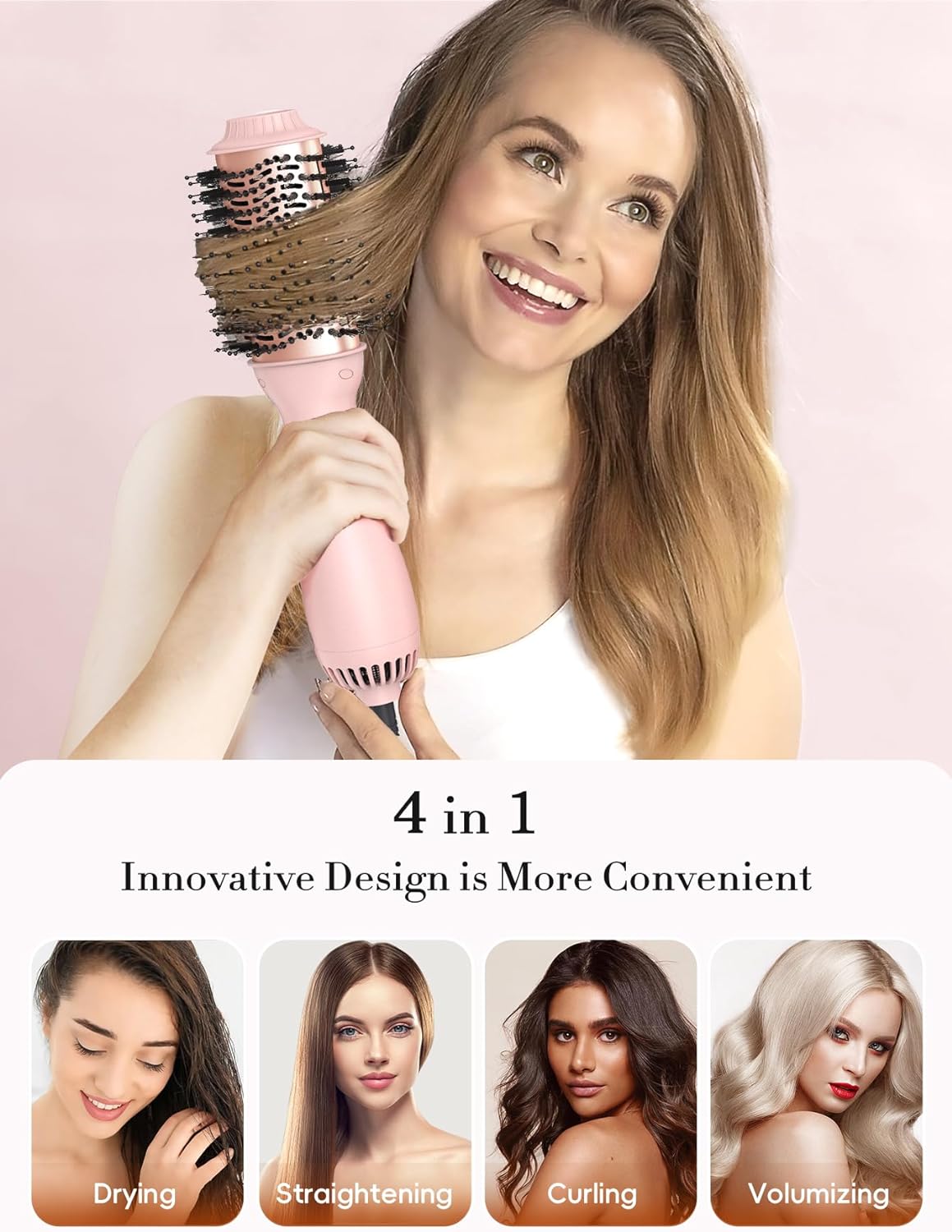 LANDOT Hot Hair Blow Dryer Brush: Upgraded Plus 2.0 Hot Air Brush One-Step HairDryer Styler and Volumizer 4 in 1 for Drying Straightening Curling Volu