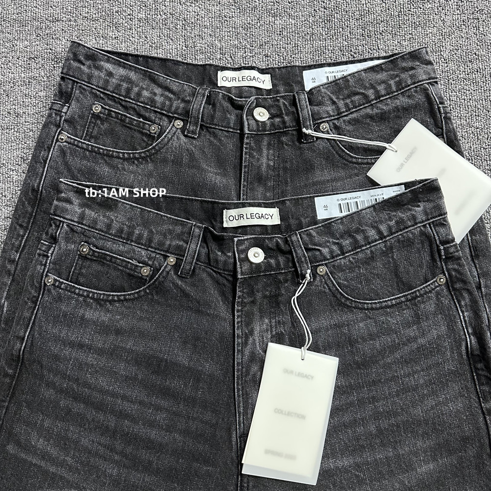 Our Legacy Thurd Cut Jeans Washed Washed Slim Fit Men Jeans Grey Distressed Jeans Casual Loose Mid High Waisted Straight Leg Jeans