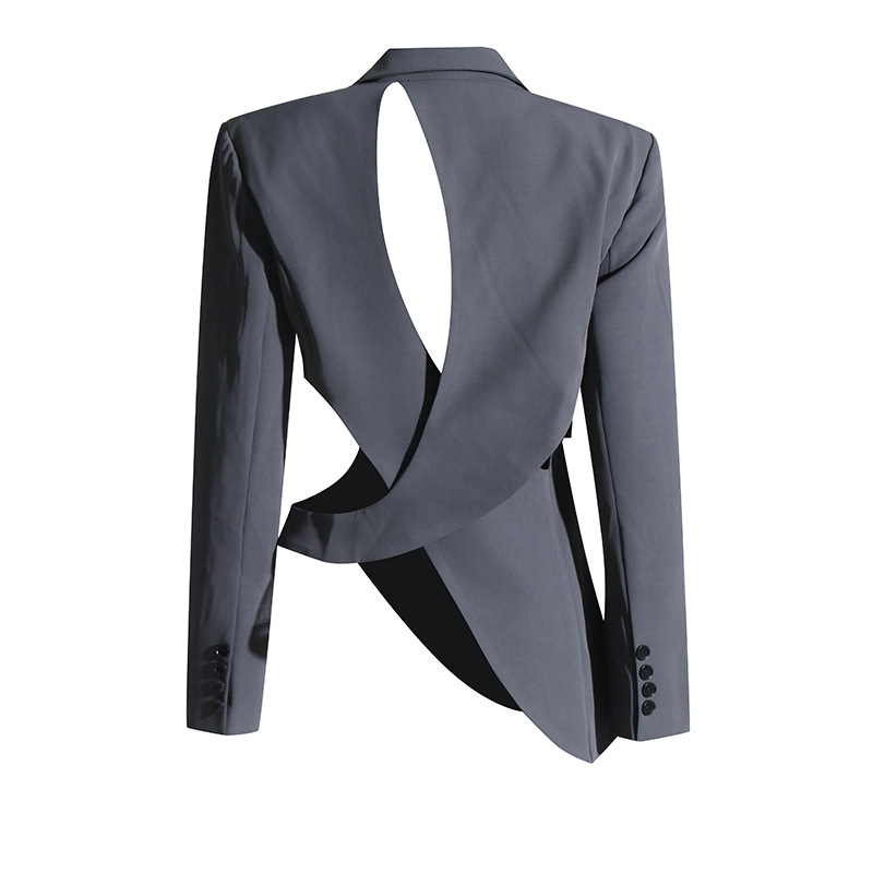 20009 XL 2024 Spring Autumn Milan Runway Coat Jackets Long Sleeve Lapel Neck Gray Black High Quality Button Fashion Womens Clothes oufanm