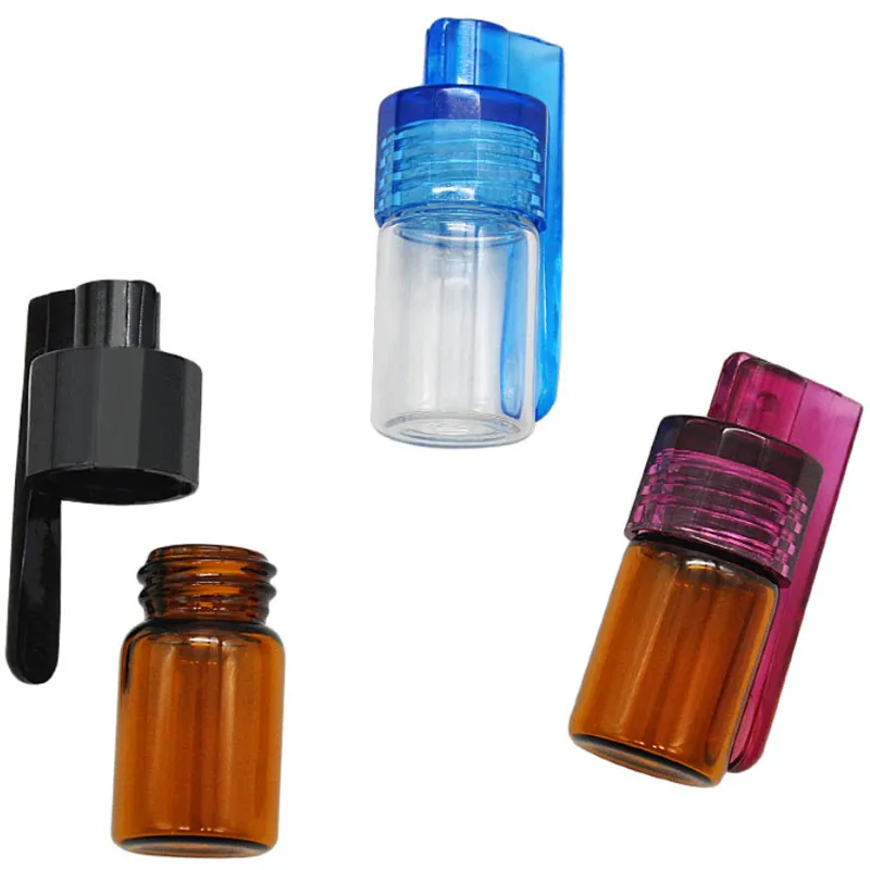 Wholesale Acrylic Smoking Snuff Bottle Case Containers Snorter Kit With Spoon Lid Portable Sniff Pocket Durable Snuffer Mix Color Snort ZZ 0716 0923