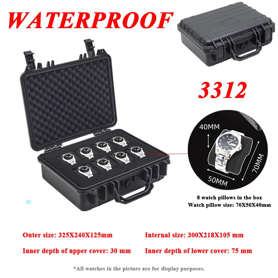 3/4/6/8/15/24/32 Slot Abs Plastic Watch Case Portable Waterproof Watch Case Is Used To Store Watches Tool Box 240124