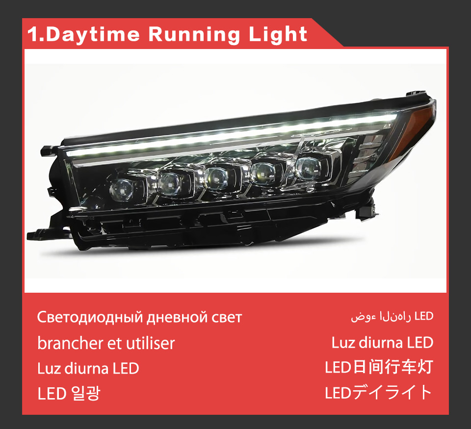 Car Turn Signal Head Light Assembly for Toyota Highlander LED Headlight 2018-2021 Daytime Running Lamp Projector Lens