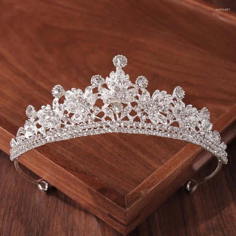 Headpieces Silver Color Bridal Crown And Tiara Hair Accessories For Women Wedding Crystal Rhinestone