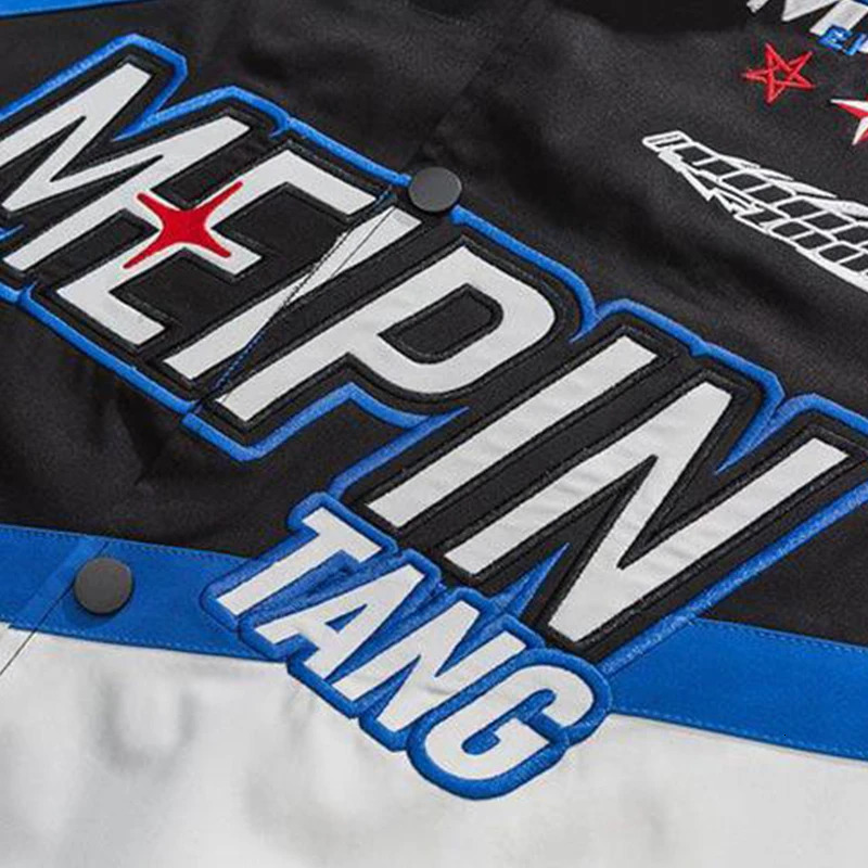 Racing Suit Men's Biker Jacket Y2k Autumn Windbreaker Embroidery Coat Hip-Hop Streetwear Vintage Patchwork Bomber Jacket 240126