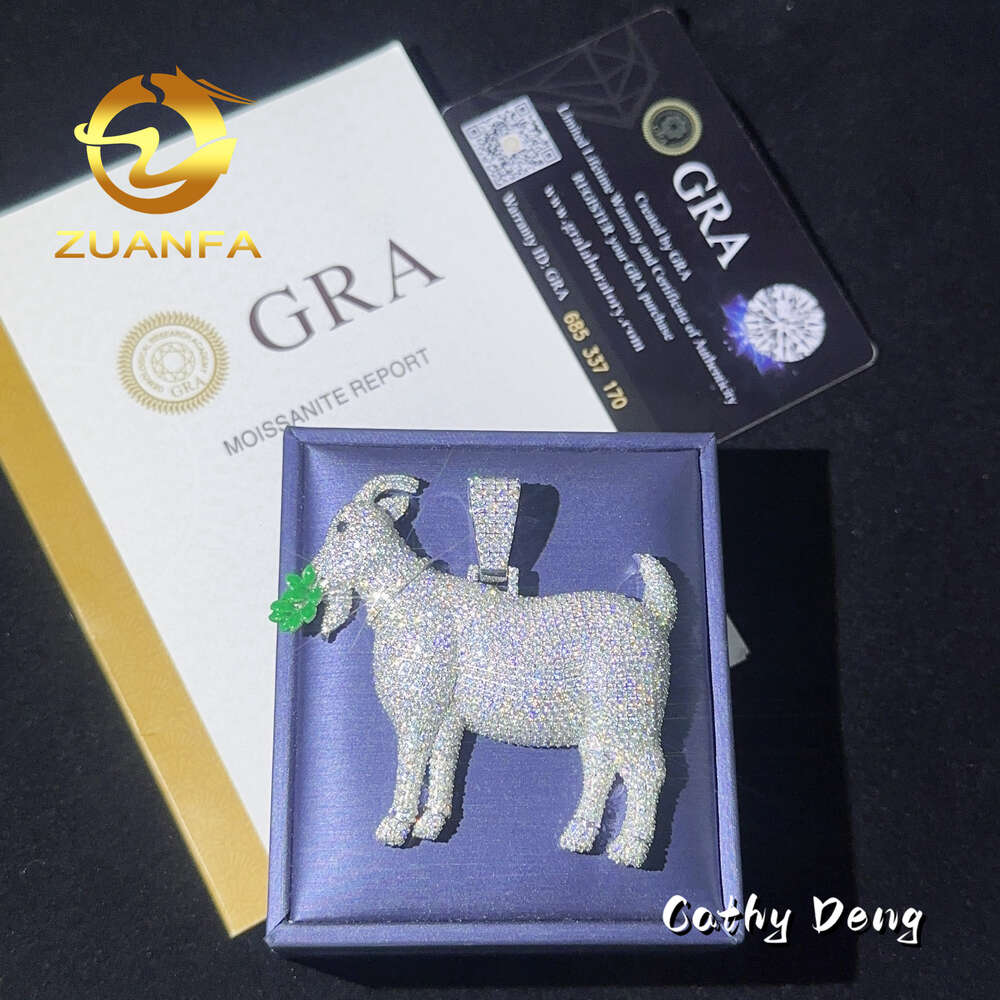 Hip Hop Jewelry Big Custom Gold Plated Animal Iced Out Moissanite Dia Goat Hiphop Pendant for Neckl