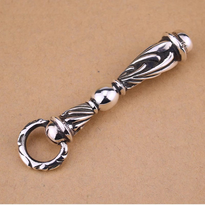 B157 S925 Sterling Silver Pendant Cross Flower Solid Cylinder Trendy Hip Hop Vintage Jewelry Gift for Lovers