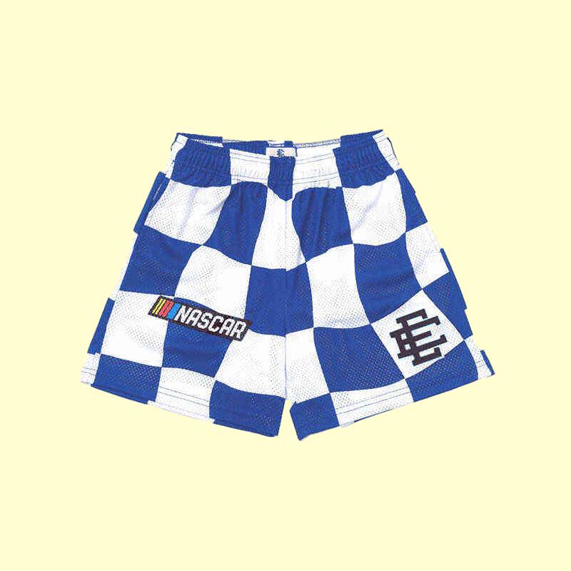 Casual Shorts Nascar Checkered Flag Printed Mesh Short Pants Men's Summer Gym Workout Breathablenjx8