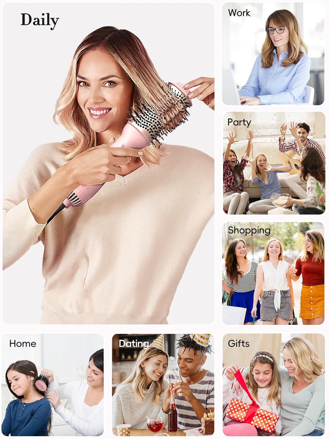 LANDOT Hot Hair Blow Dryer Brush: Upgraded Plus 2.0 Hot Air Brush One-Step HairDryer Styler and Volumizer 4 in 1 for Drying Straightening Curling Volu