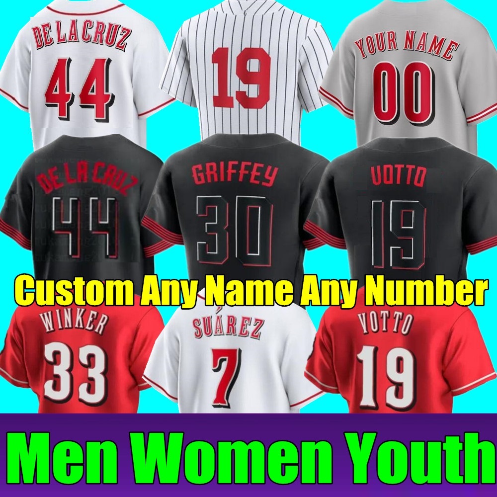 2024 Custom S-4XL City Connect Jerseys Elly De La Cruz Joey Votto Cincinnati Matt McLain Hunter Greene Black Jonathan India Reds Stuart Fairchild Jose Stephenson