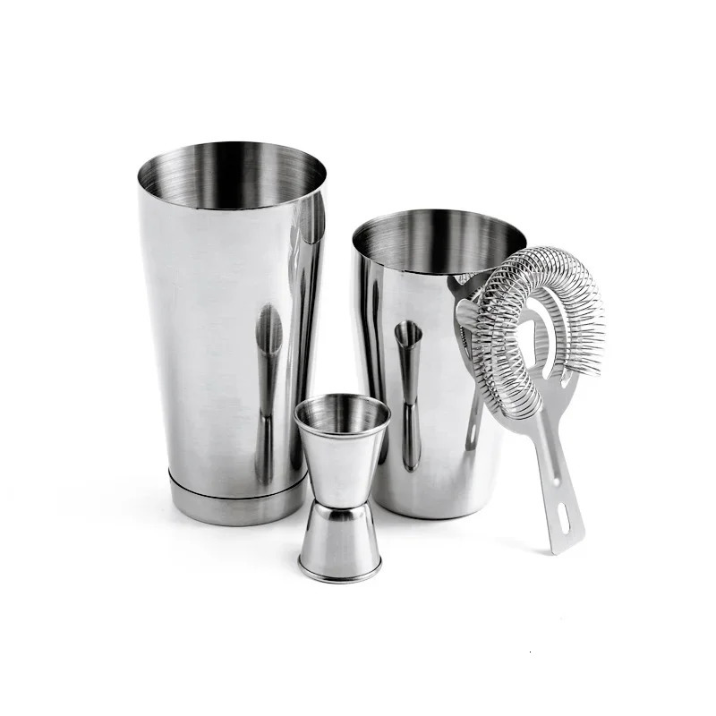 Cocktail Mixer Shaker Set 4pcs Boston Shaker Tins Bartender Kit 18oz 28oz Mixed Drink Shaker Strainer Double Measuring Jigger 240124