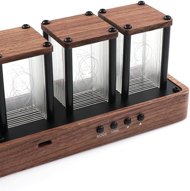 US stock ClocTeck Nixie Tube Clock Walnut Digital Clock, Support Wi-Fi Time Calibration, Alarm and 12/24h Display, No Assemble Required - A Retro Gift