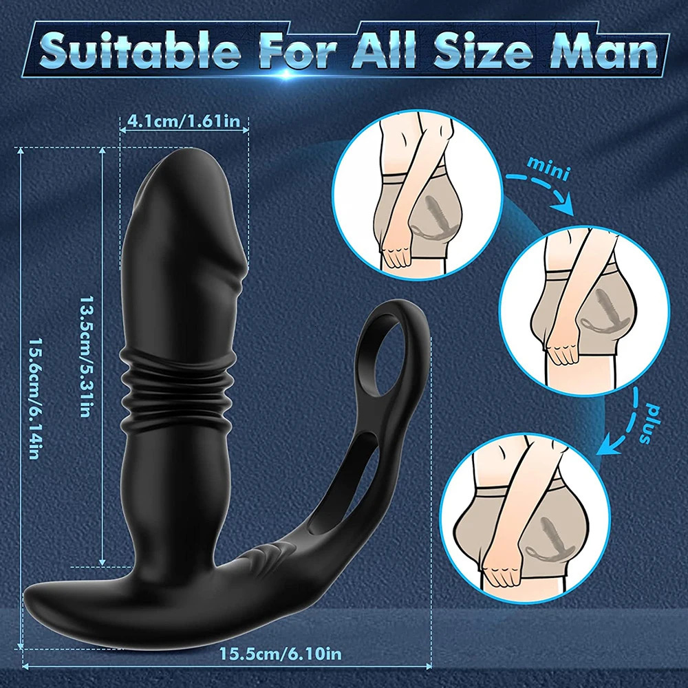 3/5cm Telescopic Anal Vibrator Prostate Massager Butt Plug Delay Ejaculation Penis Ring Masturbator Vibrator Sex Toys For Men 240129