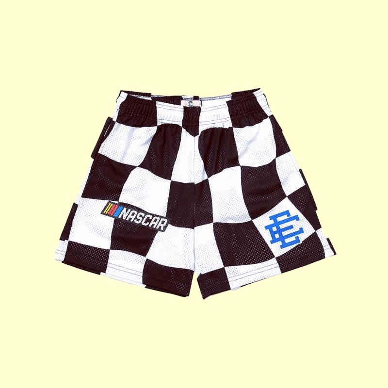 Casual Shorts Nascar Checkered Flag Printed Mesh Short Pants Men's Summer Gym Workout Breathablenjx8