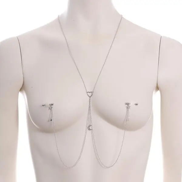 1pc Sexy Nipple Piercing Ring Chain Jewelry Clip For Women Gold And Silver Color Connecting Tassel Body Nipple Chains Piercing 240127