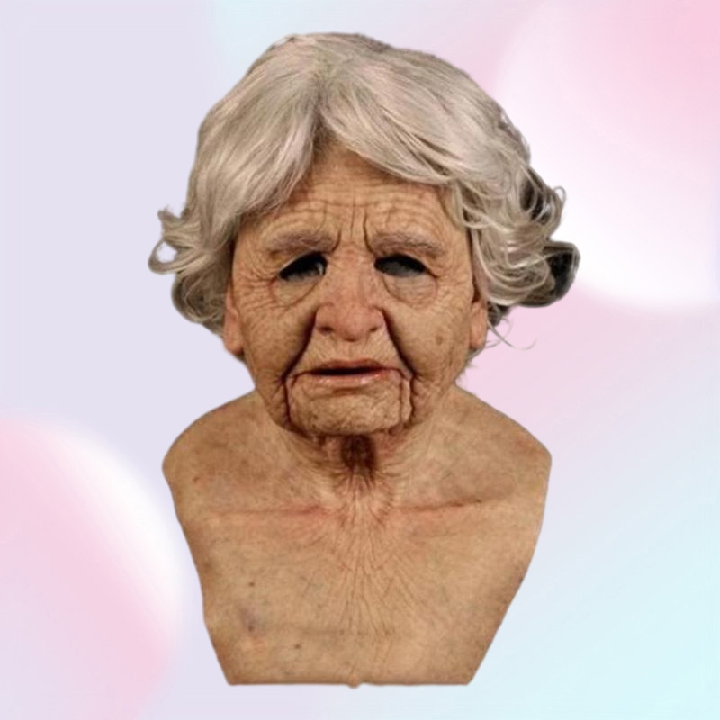Party Masks Kuulee Cosplay Bald Old Man Wrinkle Face Mask Halloween Carnival Props3710054
