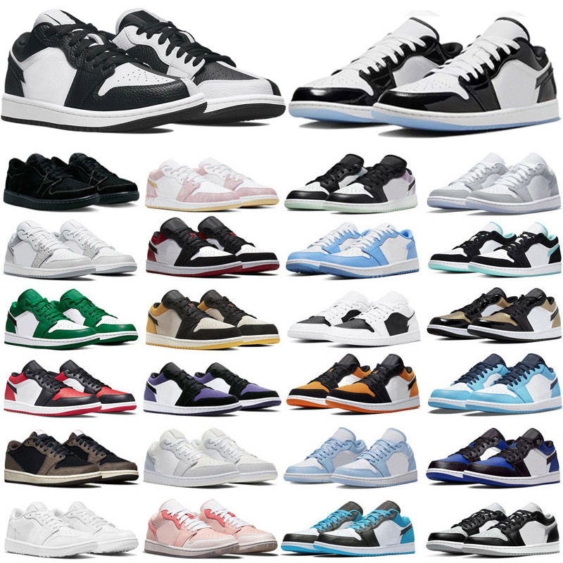 Jumpman 1 Low Basketball Shoes Mens Black Phantom Fragment Dark Reverse Mocha Starfish Blue Wolf Grey UNC Silver Bred Toe Women Sport Trainer Sneaker 36-47