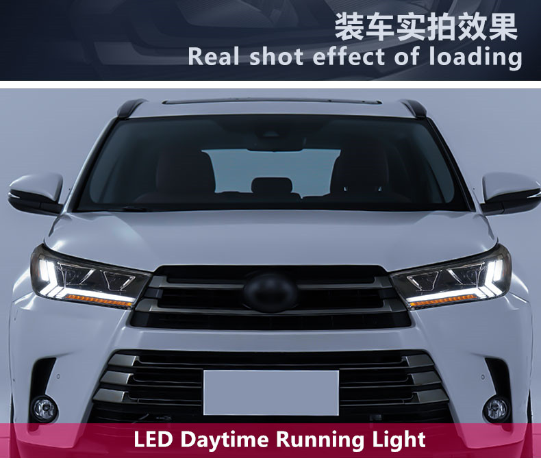 Head Lamp for Toyota Highlander LED Blue Daytime Running Headlight 2018-2020 Turn Signal High Beam Lens Car Accessries