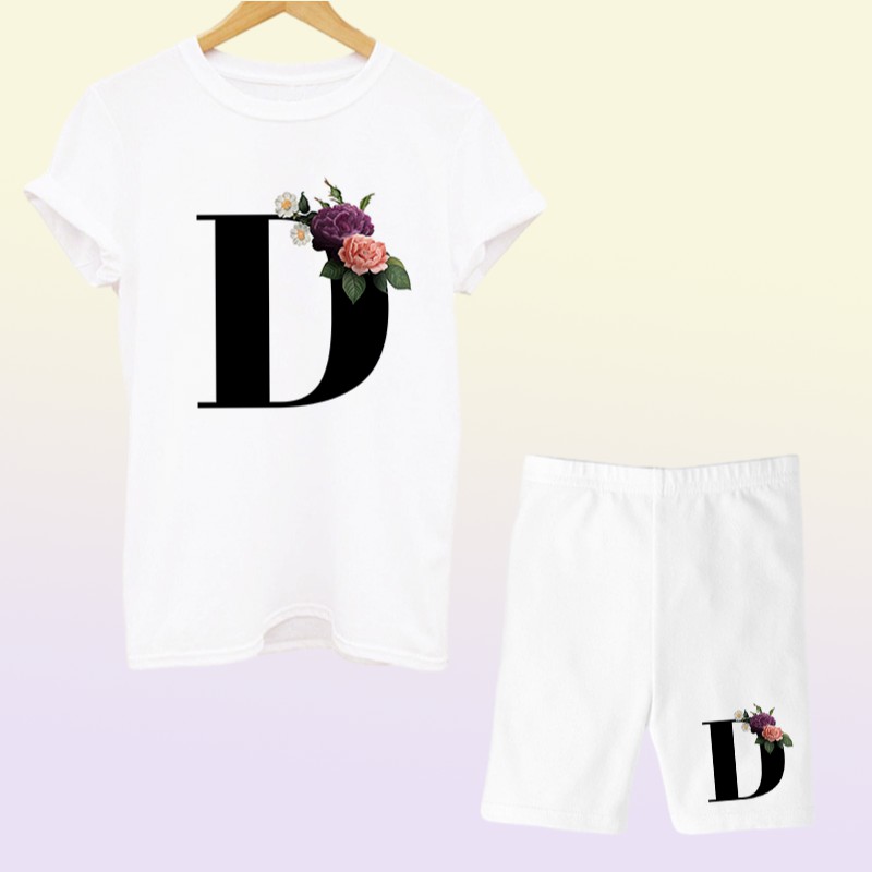Women Two Piec Set Letter T Shirts And Shorts Set Summer Short Sleeve Oneck Casual Joggers Biker Shorts Sexy Outfit For Woman 220