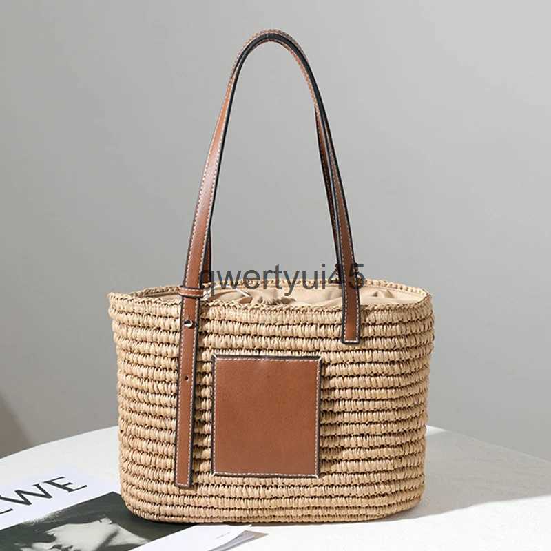 Shoulder Bags Straw Bag andmade Weave andbags For Women Luxury Designer 2023 New Fasion Summer Casual Raan Soulder Beac PursesH2422