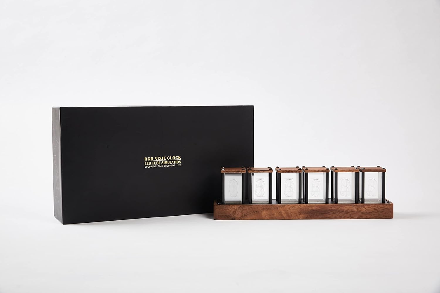 US stock ClocTeck Nixie Tube Clock Walnut Digital Clock, Support Wi-Fi Time Calibration, Alarm and 12/24h Display, No Assemble Required - A Retro Gift