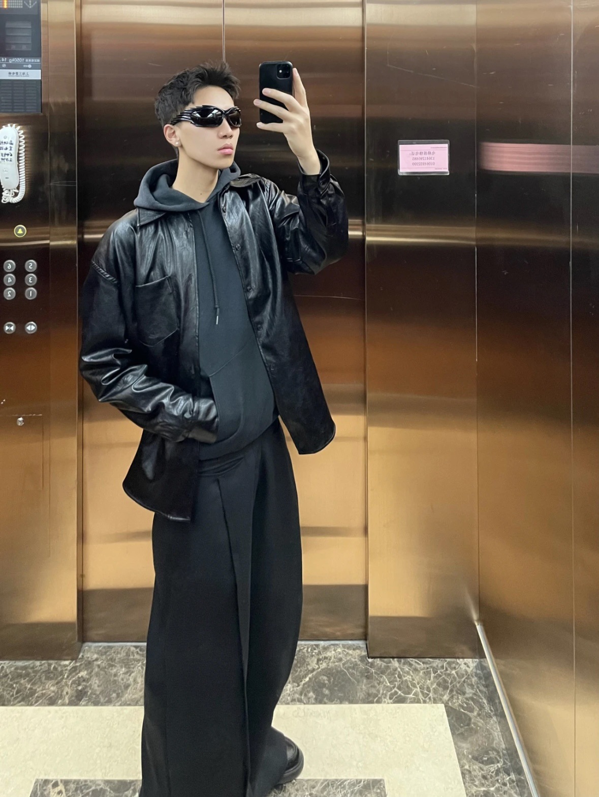 Fashion Brand Bale Letter Embroidered Leather Jacket Vintage Leather Coat Fit Loose Fit Coat Destruction for Men