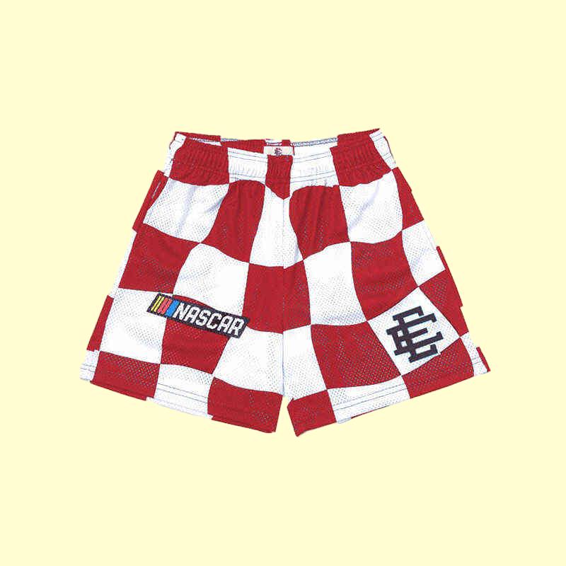Casual Shorts Nascar Checkered Flag Printed Mesh Short Pants Men's Summer Gym Workout Breathablenjx8