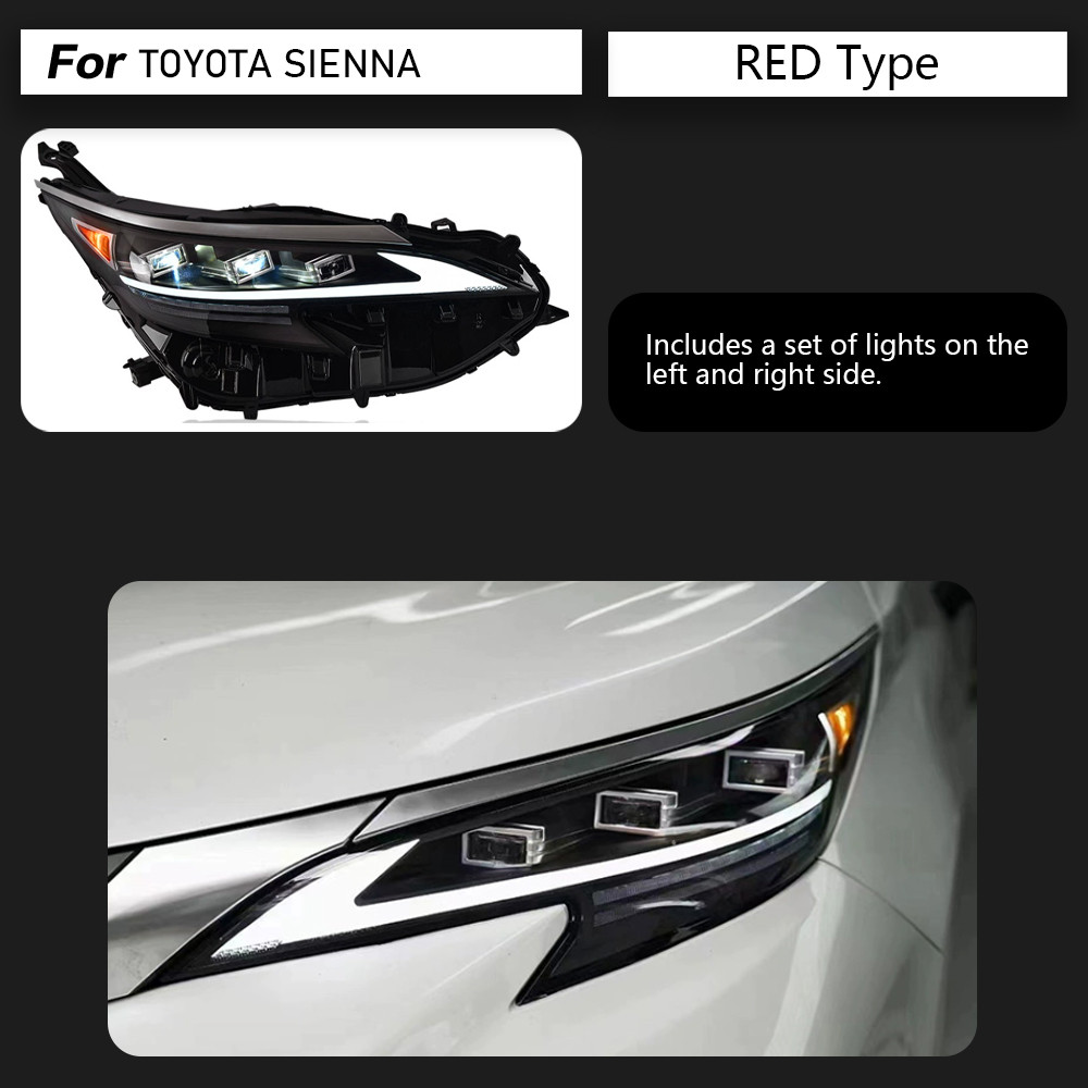 LED Head Light for Toyota Sienna Daytime Running Headlight 2021-2022 DRL Turn Signal High Beam Projector Lens