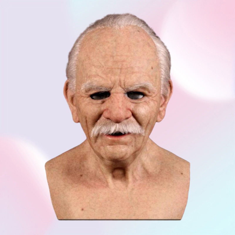 Party Masks Kuulee Cosplay Bald Old Man Wrinkle Face Mask Halloween Carnival Props3710054
