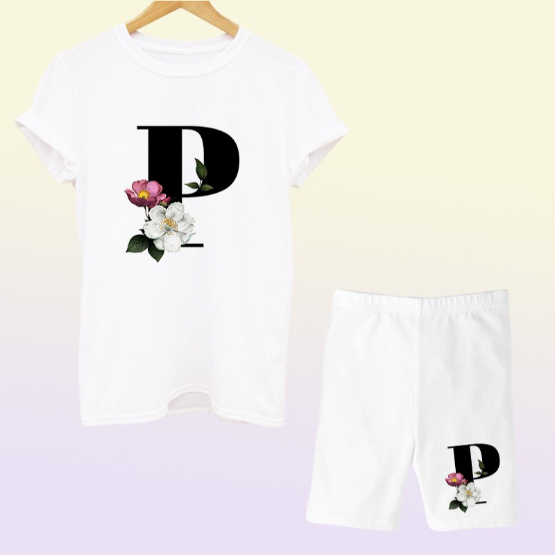 Women Two Piec Set Letter T Shirts And Shorts Set Summer Short Sleeve Oneck Casual Joggers Biker Shorts Sexy Outfit For Woman 220