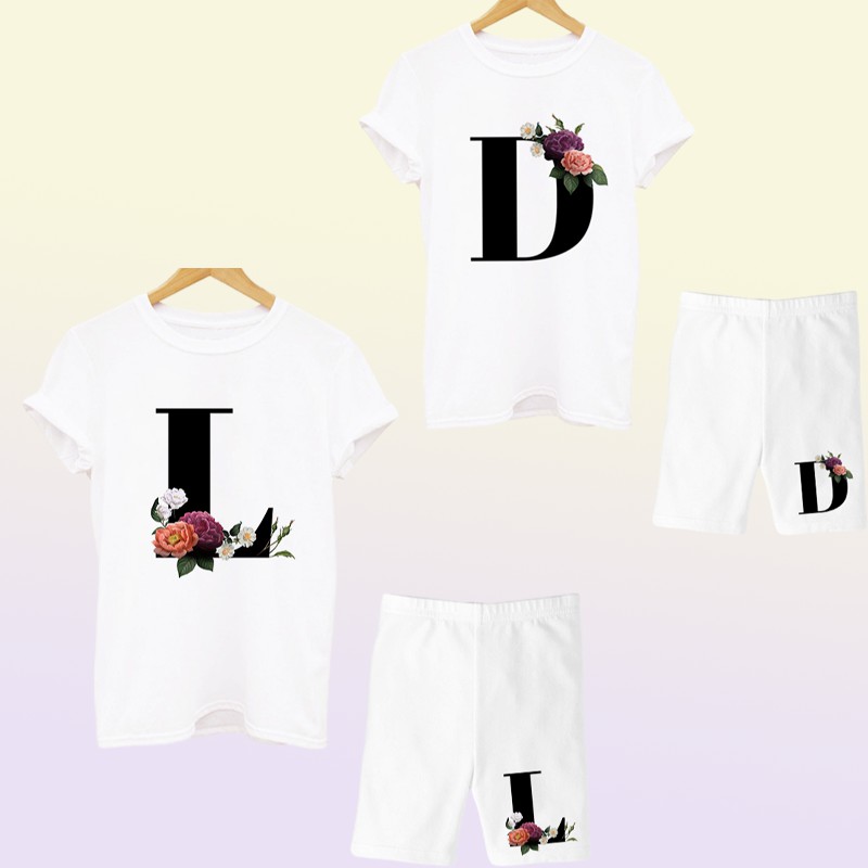 Women Two Piec Set Letter T Shirts And Shorts Set Summer Short Sleeve Oneck Casual Joggers Biker Shorts Sexy Outfit For Woman 220