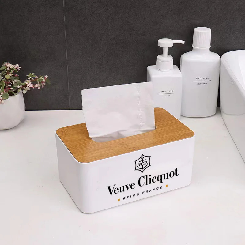 Veuve Clicqot Tissue Box Holder Bamboo Cover Paper Box Tissue Holder Wooden Tissue Box Furniture Storage Box 240127