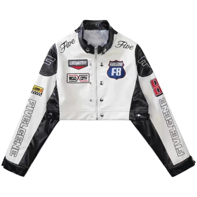 Y2K Leather Short Down Jacket Men Spring Women's Bomber Jacket Windbreak Hip-Hop Streetwear Korea Fashion Harajuku Coats 240126
