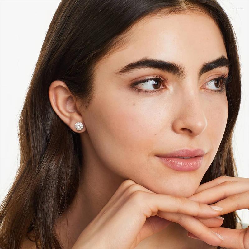 Stud Earrings Real 0.5-2ct Moissanite Dia Sier Original Certified Plated Gold Earring For Women Men Jewelry
