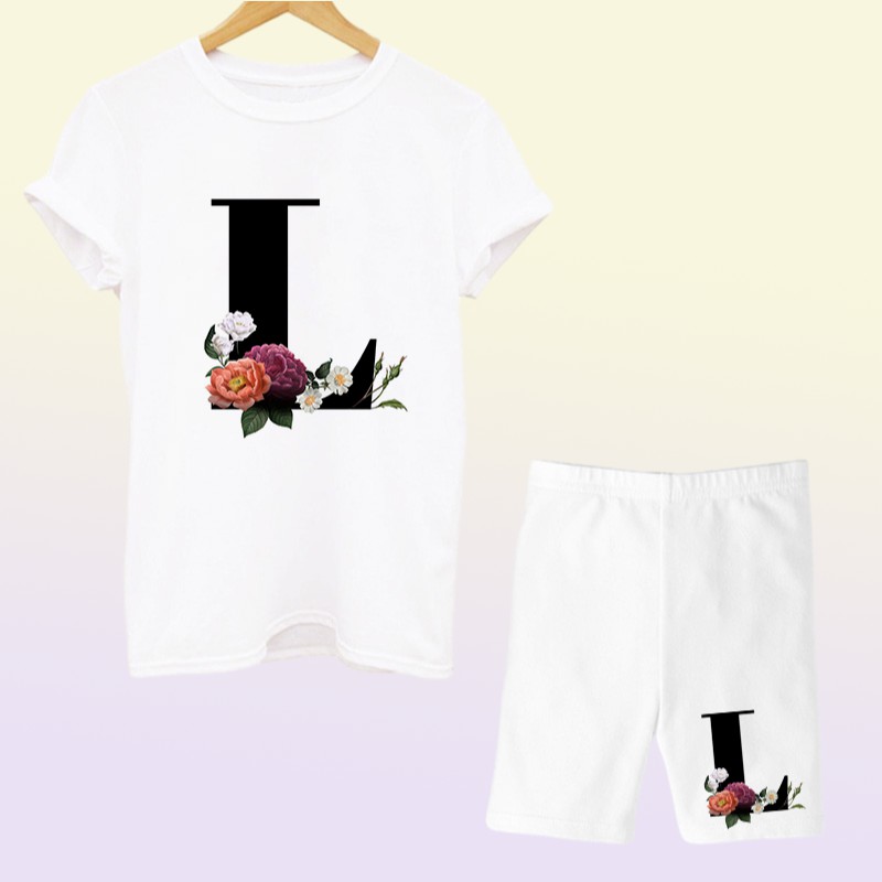 Women Two Piec Set Letter T Shirts And Shorts Set Summer Short Sleeve Oneck Casual Joggers Biker Shorts Sexy Outfit For Woman 220